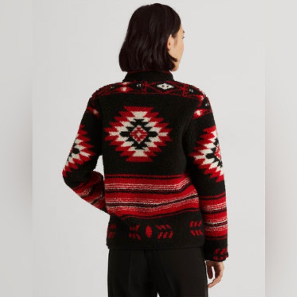 Lauren Ralph Lauren- Jacquard Faux Sherling Jacket- Size L - Picture 3 of 5